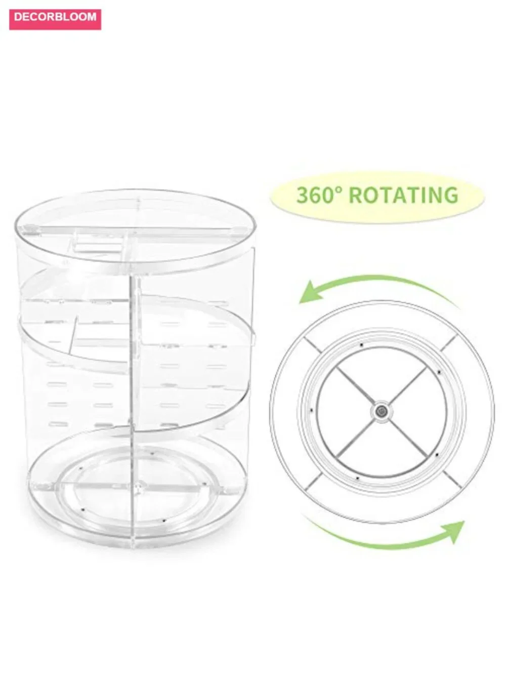 360 Rotating Makeup Organizer, Spinning Countertop Cosmetic Holder Shelf,